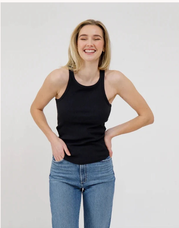 Ribbed Tank with Curved Hem