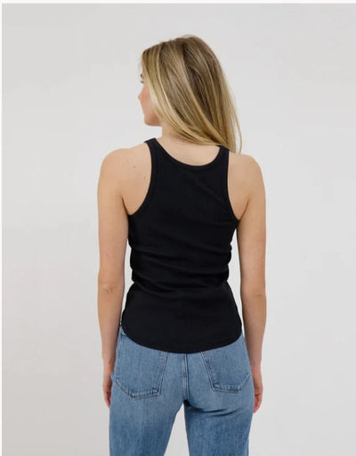 Ribbed Tank with Curved Hem