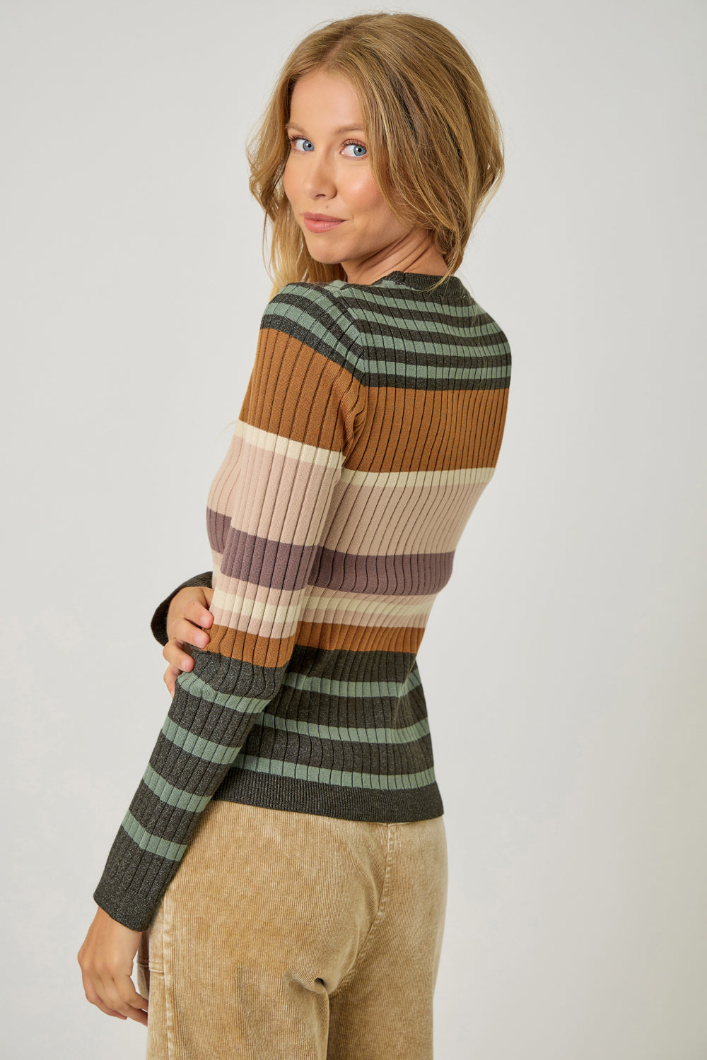 Colour Block Striped Sweater Top