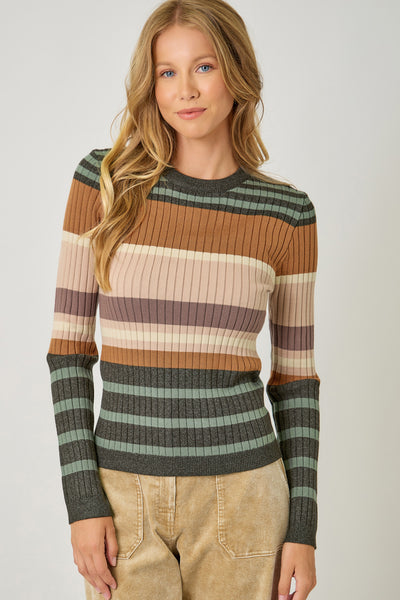 Colour Block Striped Sweater Top