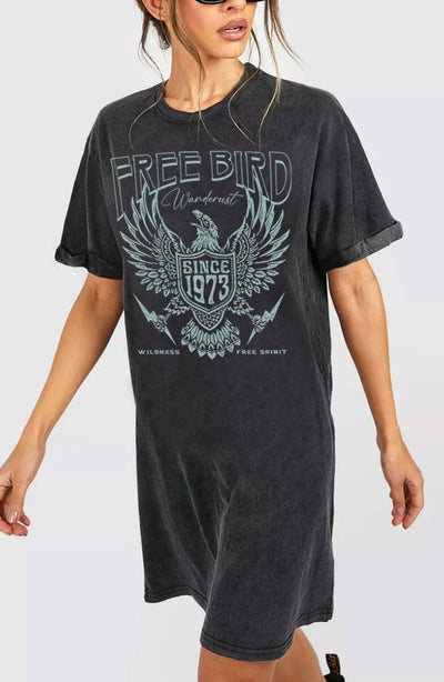 Free Bird graphic tee dress