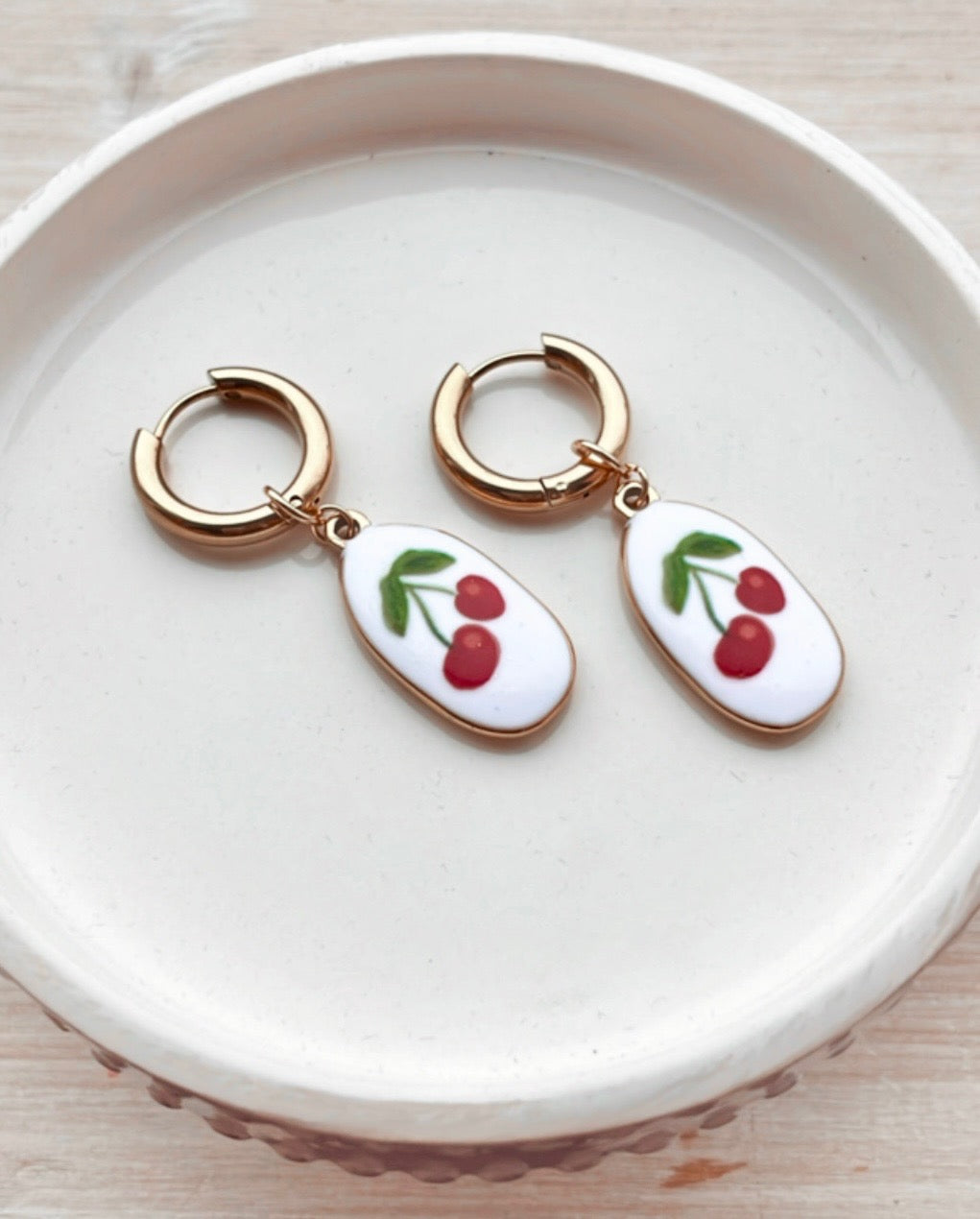 Vintage cherry drop earrings