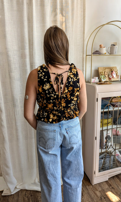 With Ease V Neck Peplum Top