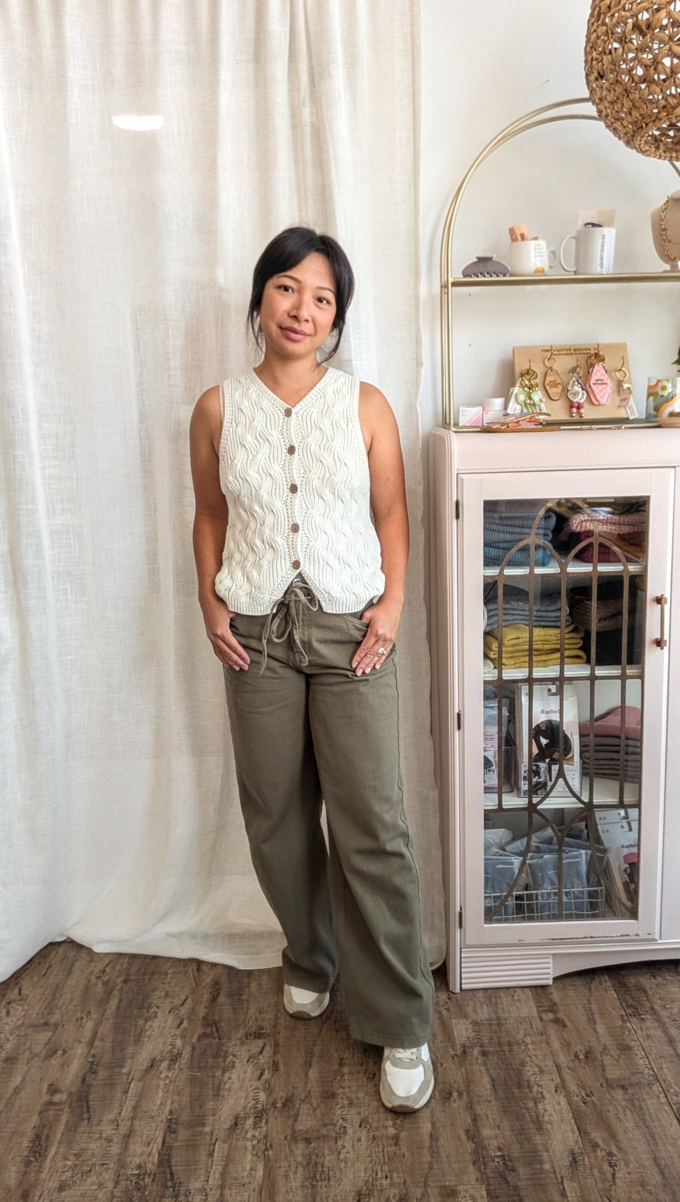 Olive Tie Front Pants