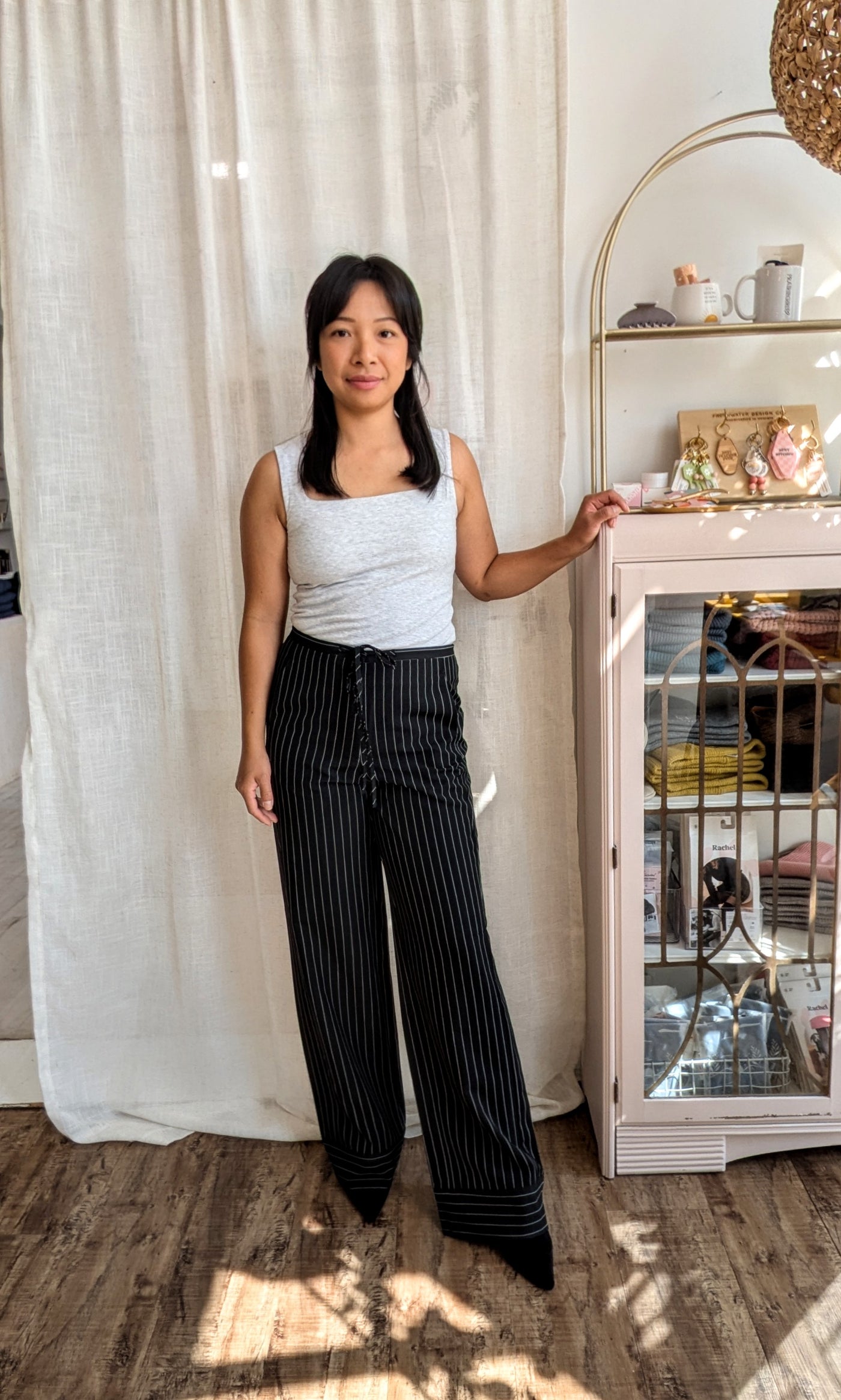 Black Stripe Wide Leg Pants