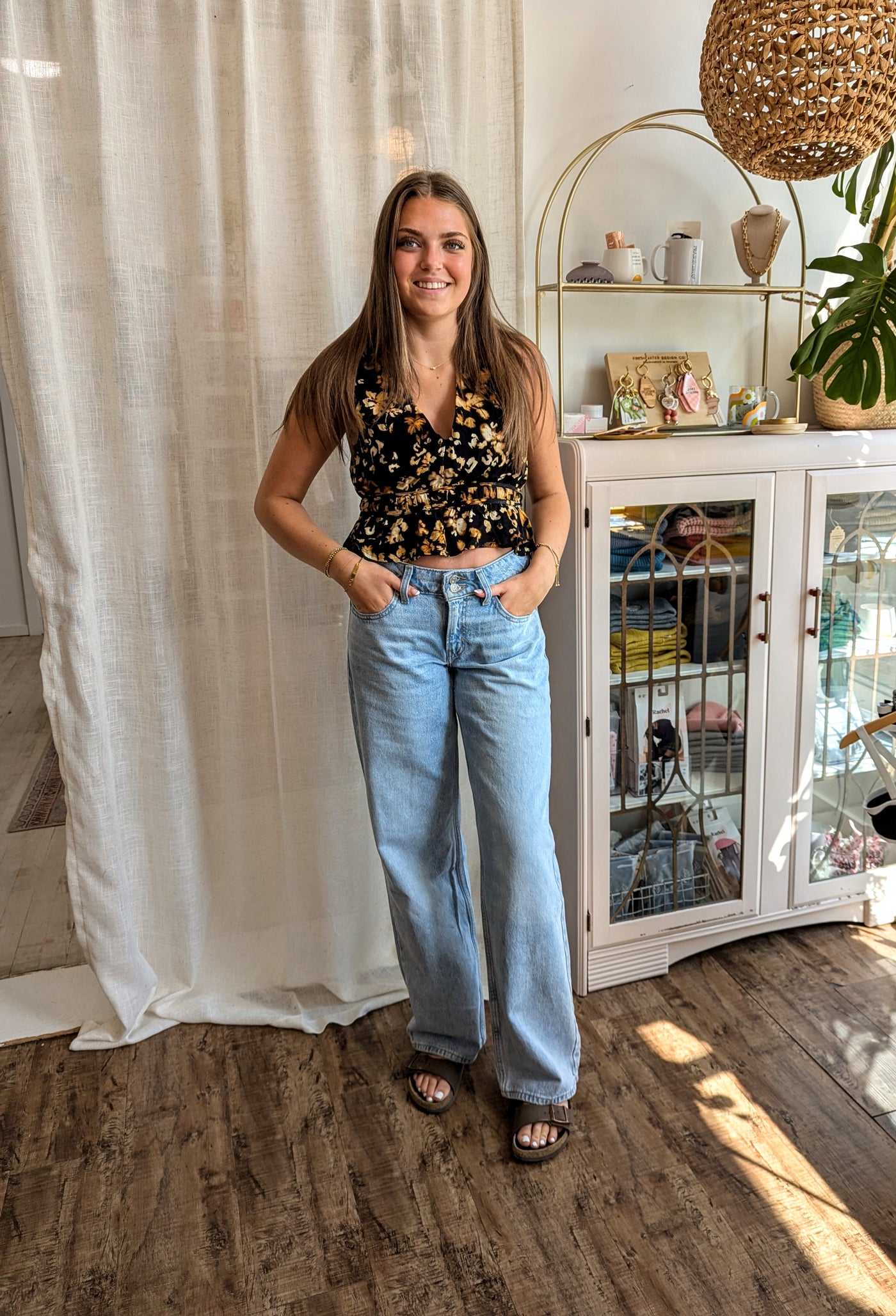With Ease V Neck Peplum Top