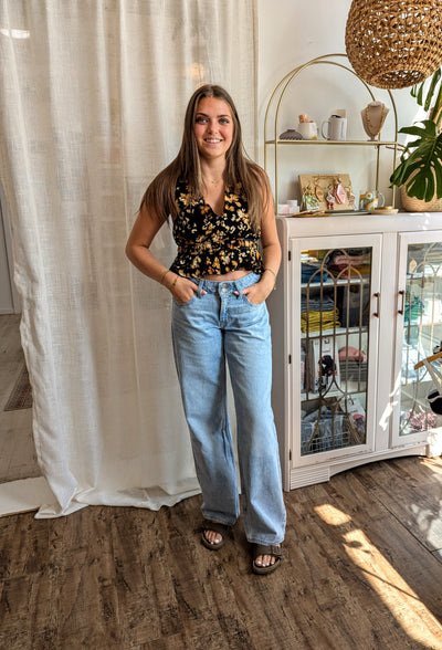 With Ease V Neck Peplum Top
