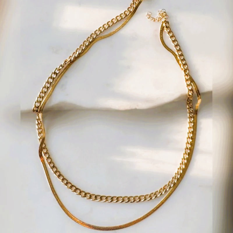 AKA Rory Gold Curb & Herringbone Chain Necklace