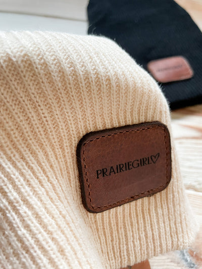 PRAIRIE GIRL leather patch toque