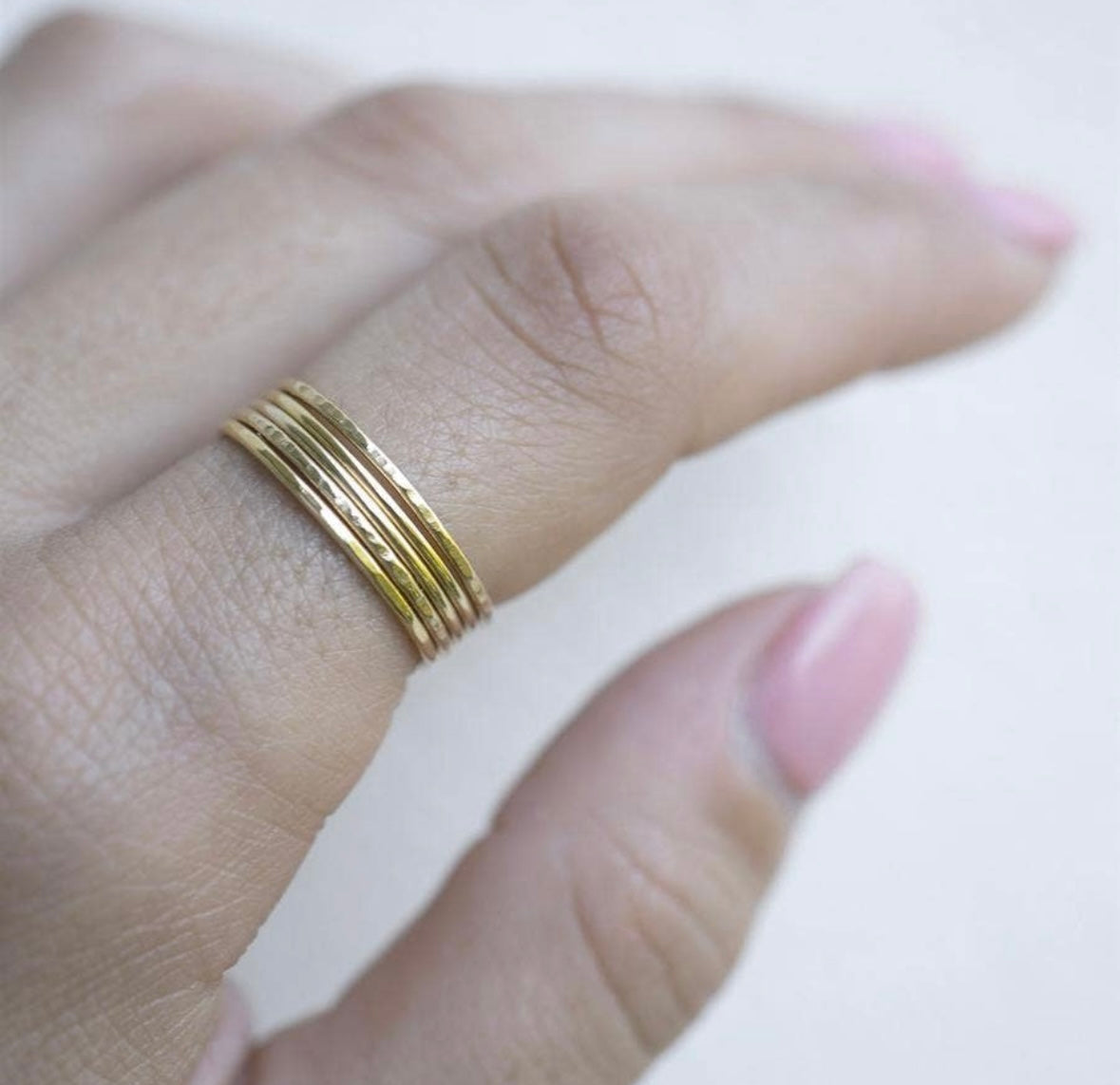 Hammered gold fill stacker ring