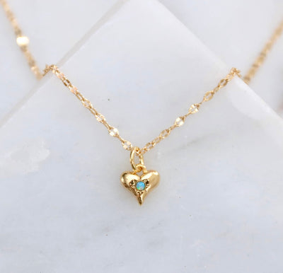 Opal dainty heart necklace